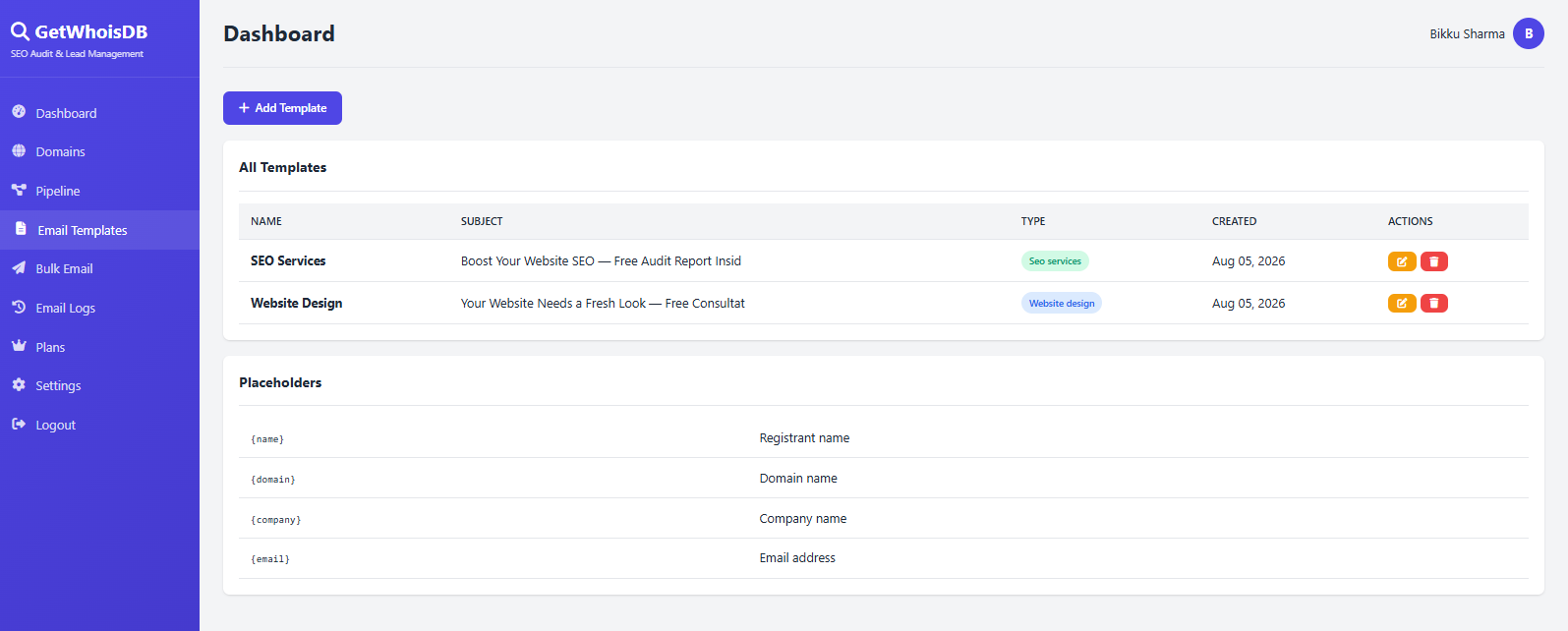 Email template