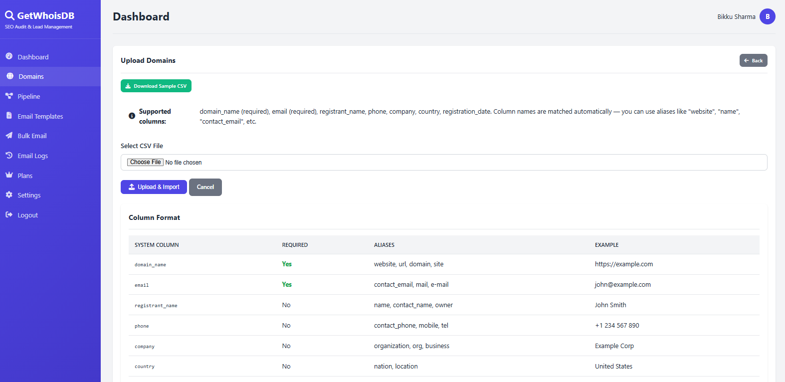 CSV upload